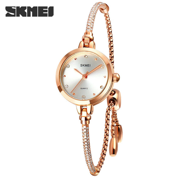 Fashion Light Luxury Women's Quartz Watch Stainless Steel Metal Round Dial