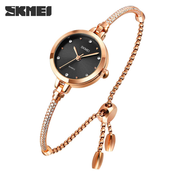 Fashion Light Luxury Women's Quartz Watch Stainless Steel Metal Round Dial