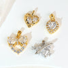 Fashion Light Luxury Zircon Jewelry Pendant Copper Heart Shape Rhombus Electroplated For Female