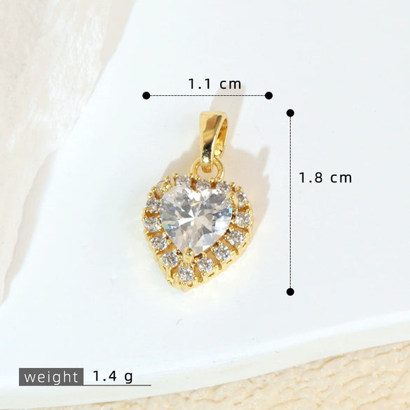 Fashion Light Luxury Zircon Jewelry Pendant Copper Heart Shape Rhombus Electroplated For Female