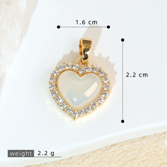 Fashion Light Luxury Zircon Jewelry Pendant Copper Heart Shape Rhombus Electroplated For Female
