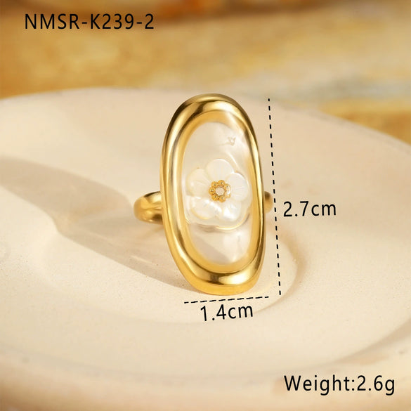 Fashion Line Design Stainless Steel Ring Light Luxury Style Geometric Wave Pattern Electroplated