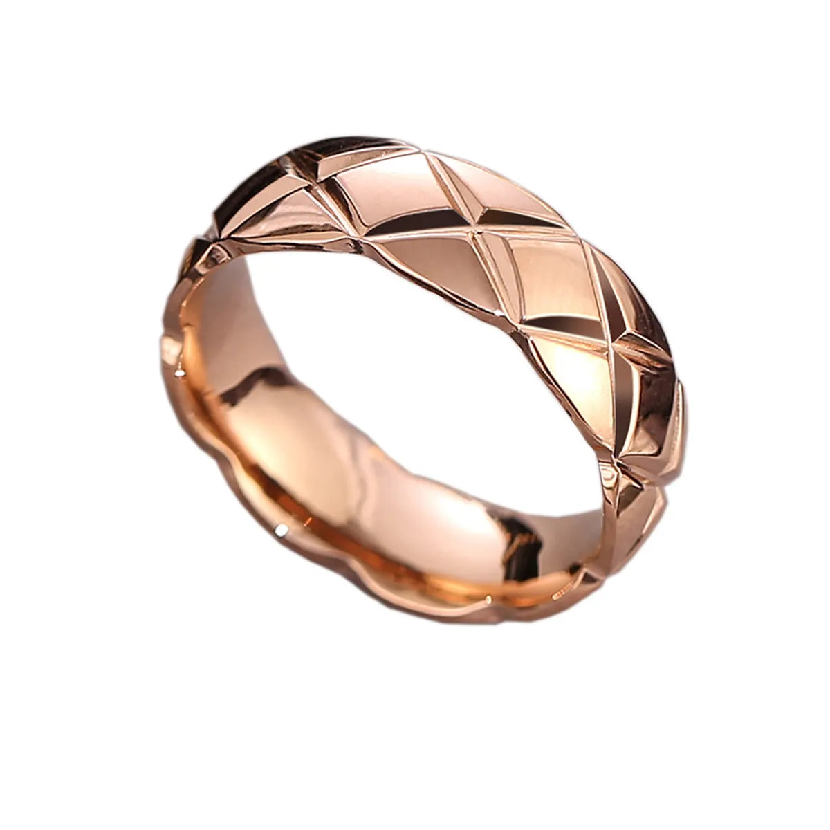 Fashion Lingge Titanium Steel Plating Rings 1 Piece