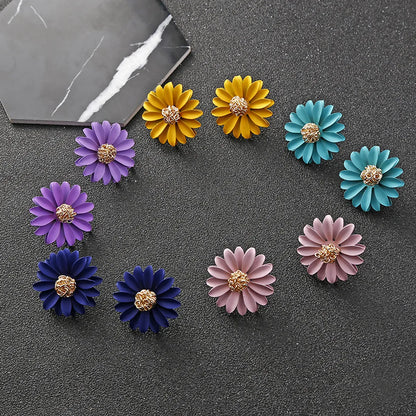 Fashion Little Daisy Multicolor Sun Flower Painted Earrings