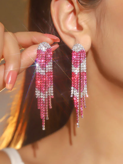 Fashion Long Tassel Geometric Copper Earrings Wholesale Nihaojewelry