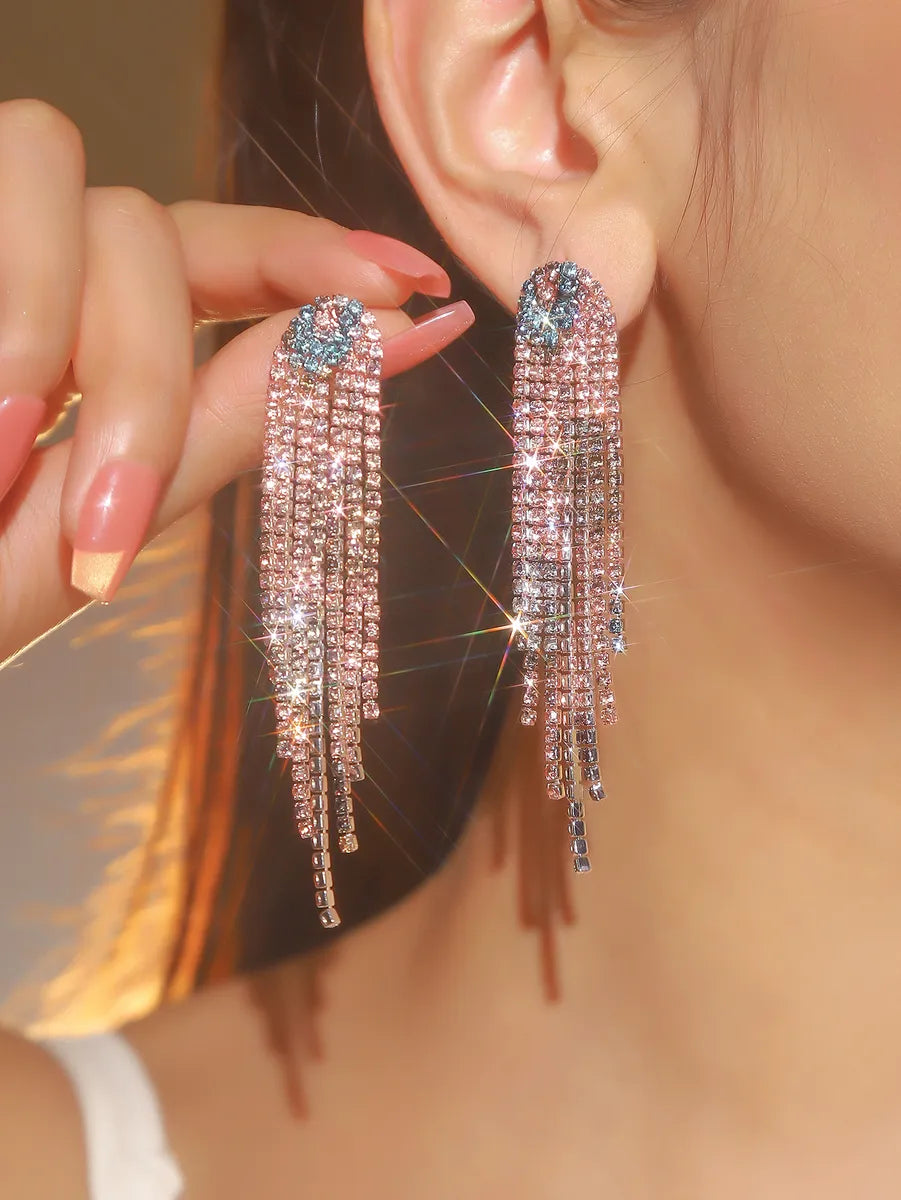 Fashion Long Tassel Geometric Copper Earrings Wholesale Nihaojewelry