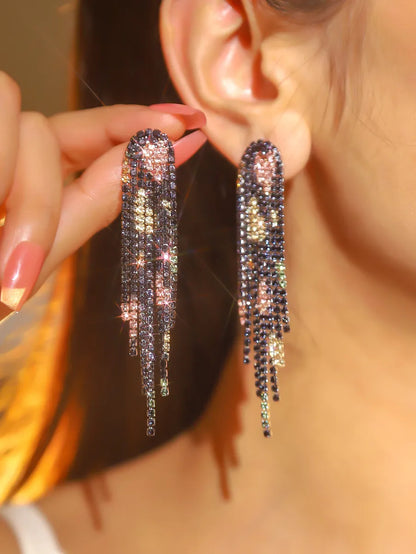 Fashion Long Tassel Geometric Copper Earrings Wholesale Nihaojewelry