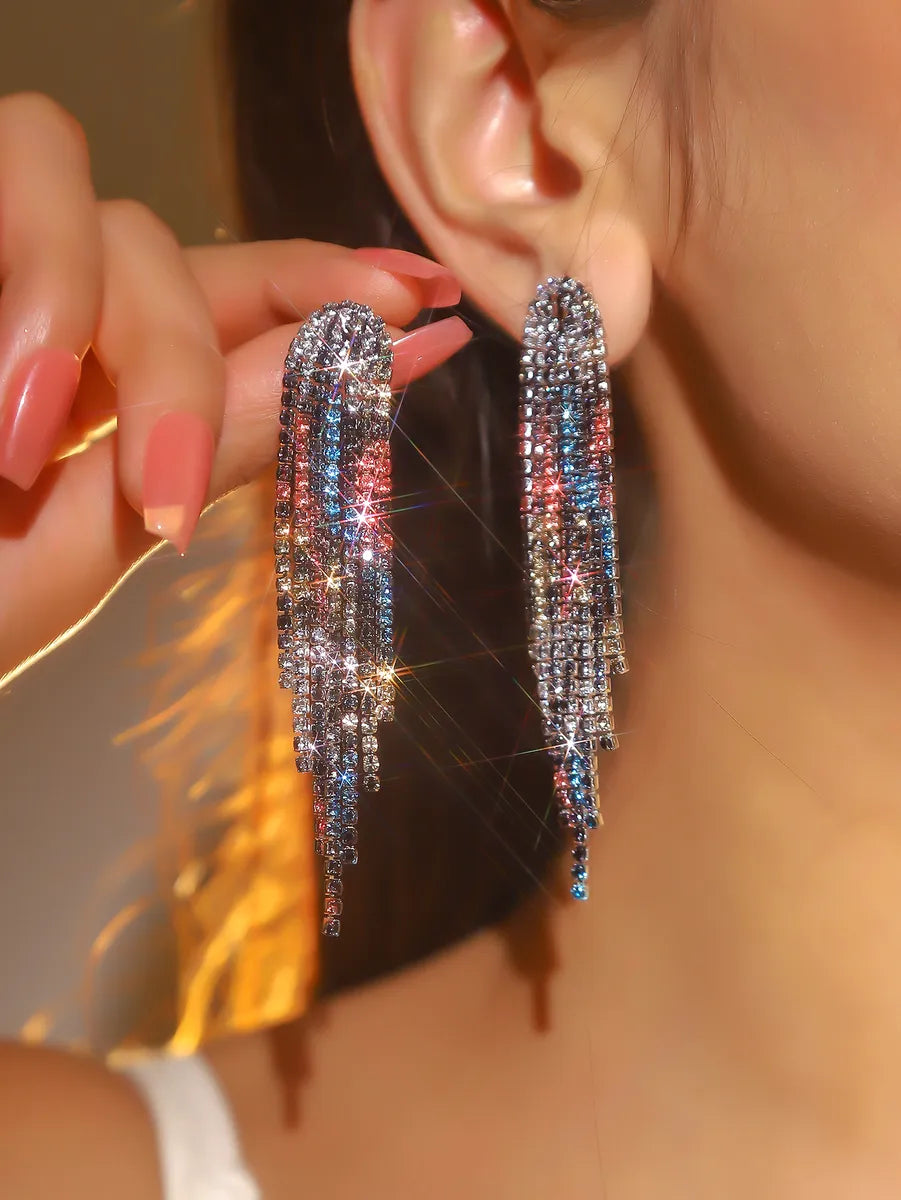 Fashion Long Tassel Geometric Copper Earrings Wholesale Nihaojewelry