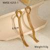 Fashion Long Tassel Stainless Steel Women's Exaggerated Geometric Earrings With Electroplating