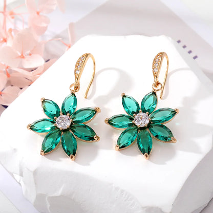 Fashion Lotus Alloy Inlay Crystal Rhinestones Women'S Drop Earrings 1 Pair