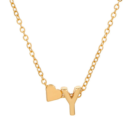 Fashion Love 26 English Alphabet Simple Alloy Necklace Nhdp148728