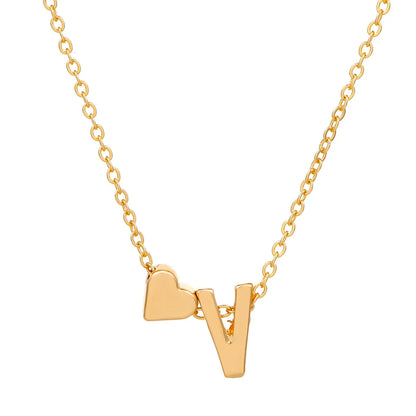 Fashion Love 26 English Alphabet Simple Alloy Necklace Nhdp148728