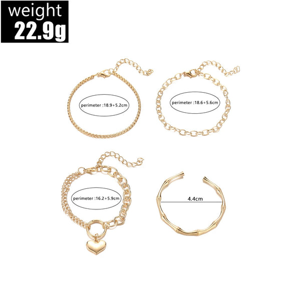 Fashion Love Bamboo Opening Alloy Bracelet Jewelry Electroplated