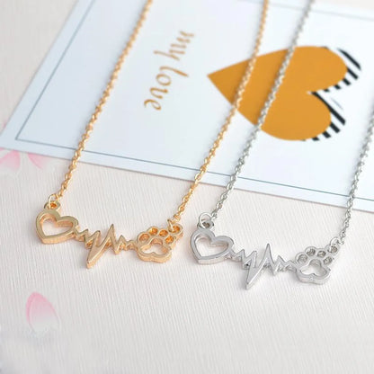 Fashion Love Bear Paw Cat Dog Footprints Ecg Necklace Nhcu146653