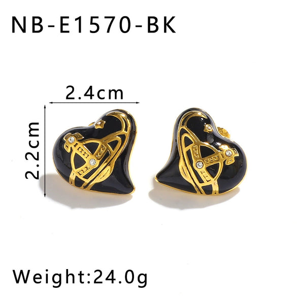 Fashion Love Earrings Light Luxury Stainless Steel Women's Earrings With Heart Shape And Geometric Pattern Vacuum Plated In Furnace 18K