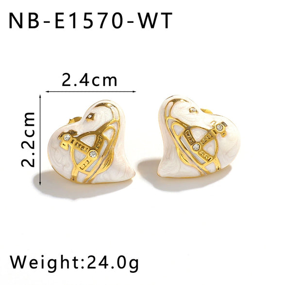 Fashion Love Earrings Light Luxury Stainless Steel Women's Earrings With Heart Shape And Geometric Pattern Vacuum Plated In Furnace 18K