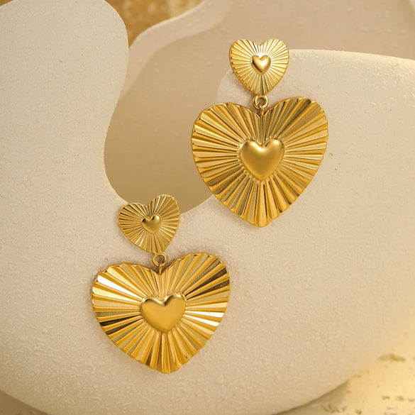 Fashion Love Earrings Retro Niche French Design Sense Stainless Steel Geometric Electroplated