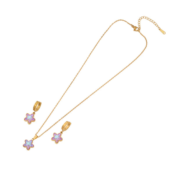 Fashion Love Necklace Suit With Butterfly Star Heart Pattern Stainless Steel O Chain Necklace Electroplated For Women