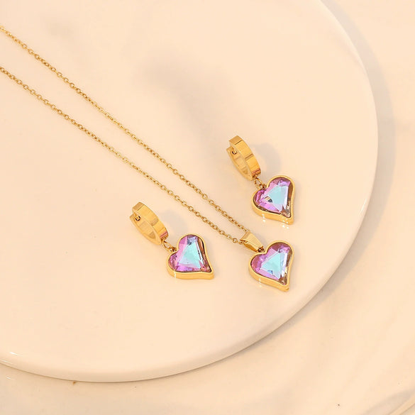 Fashion Love Necklace Suit With Butterfly Star Heart Pattern Stainless Steel O Chain Necklace Electroplated For Women