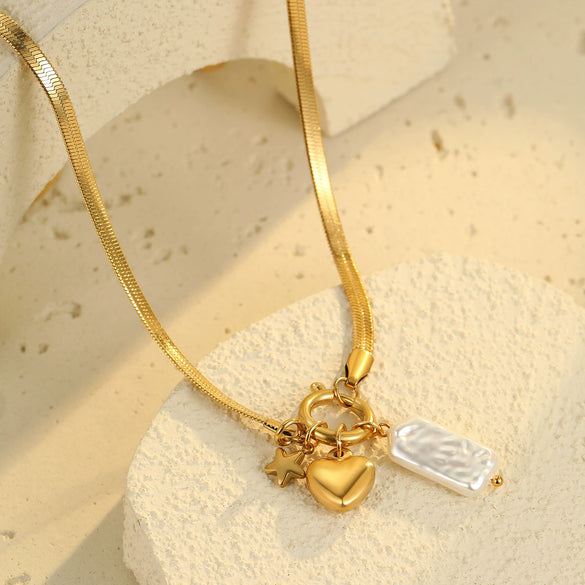 Fashion Love Pendant Necklace Stainless Steel Geometric Electroplating