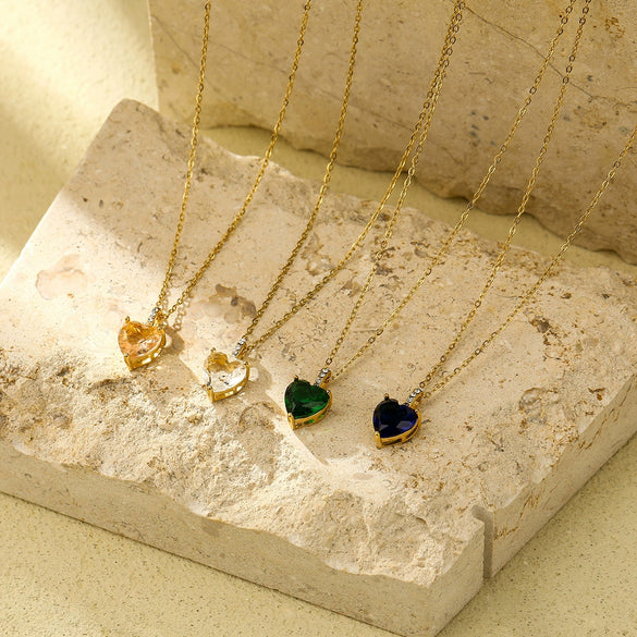 Fashion Love Stainless Steel Necklace With Heart Shape Pendant And Electroplating Treatment