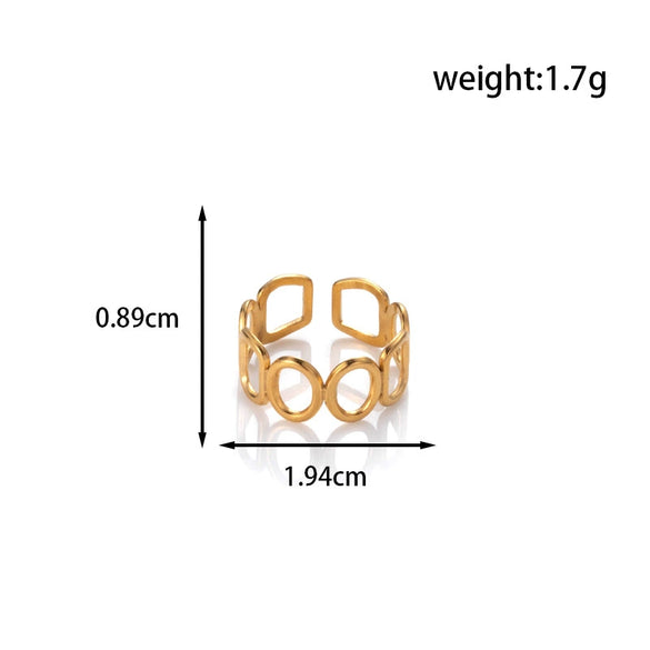 Fashion Love Stitching Hollow Light Luxury Opening Adjustable Heart Shape Titanium Steel Ring With Electroplating