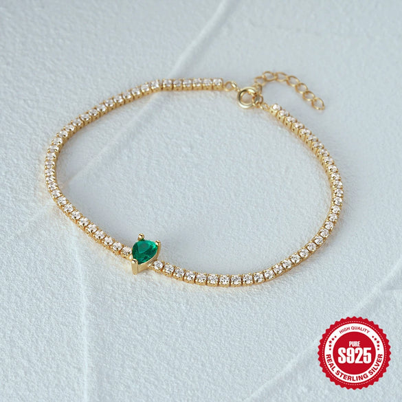 Fashion Luxury Colored Diamond S925 Sterling Silver Electroplated Geometric Ladies Bracelet