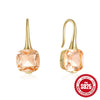 Fashion Luxury Elegant Geometric Color Stone Diamond S925 Pure Silver Ear Hook Earrings With Electroplating