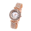 Fashion Luxury Quartz Watch And Double Diamond Bracelet Set Alloy Case Stainless Steel Strap And Clasp Round Dial
