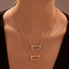 Fashion Luxury Stainless Steel Geometric Oval Diamond Necklace With Electroplating For Women