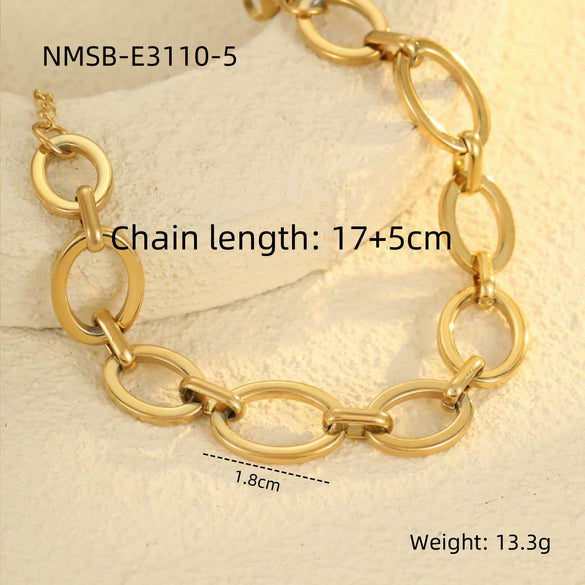 Fashion Luxury Stainless Steel Tassel Geometric Pendant Bracelet With Electroplating For Women