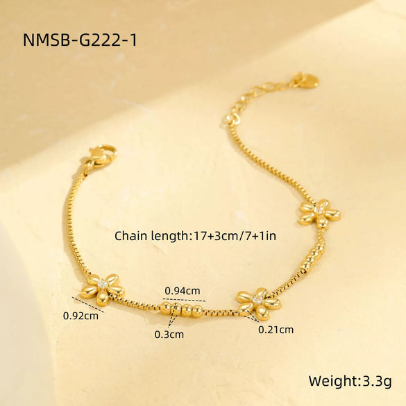 Fashion Luxury Stainless Steel Women's Geometric Flower Diamond Bracelet With Electroplating
