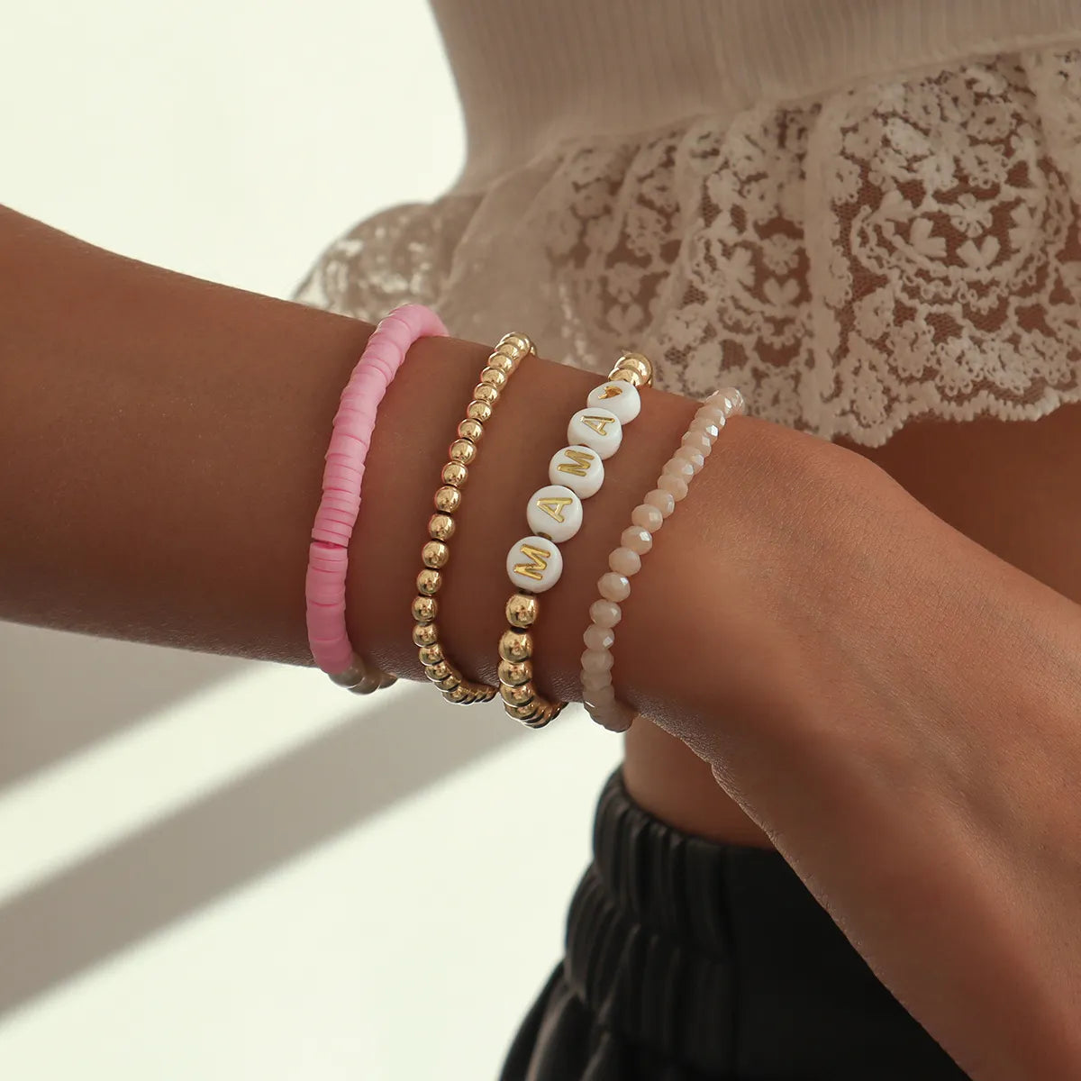 Fashion Mama Beaded Contrast Color Simple Gift Stacking Bracelet