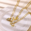 Fashion Marine Series Openable Shell Shape Imitation Pearl Stainless Steel 18K Electroplated Necklace