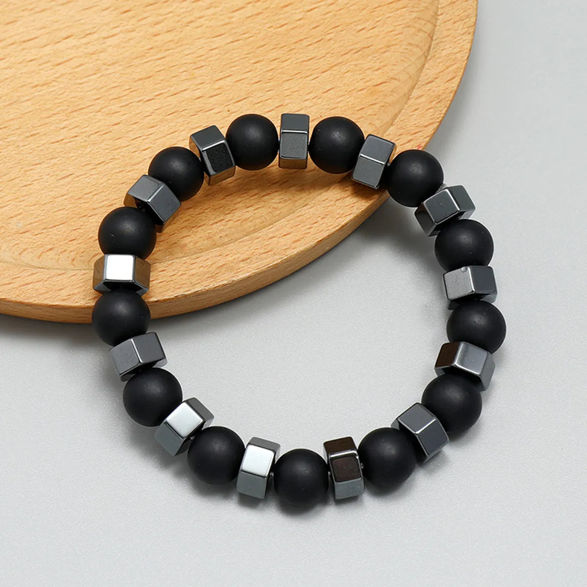 Fashion Men's Jewelry Beaded Bracelet Retro Black Gallstone Stretch Bracelet