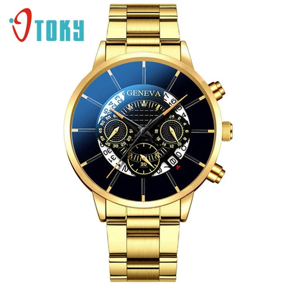 Fashion Men's Alloy And Stainless Steel Band Round Dial Leisure Watch