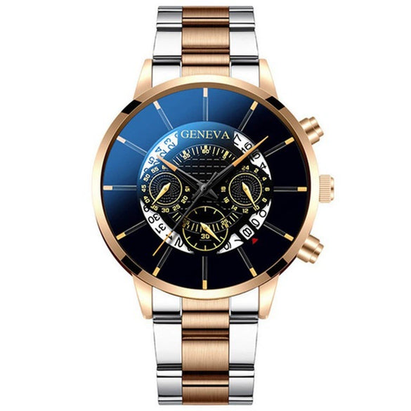 Fashion Men's Alloy And Stainless Steel Band Round Dial Leisure Watch