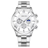 Fashion Men's Alloy Case Stainless Steel Buckle Metal Strap Quartz Watch With Round Dial