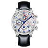 Fashion Men's Metal And Leather Quartz Watch With Round Dial And Stainless Steel Clasp