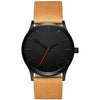 Fashion Men's Metal Case Leather Strap Round Dial Quartz Watch