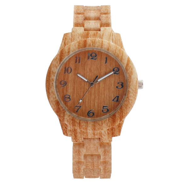 Fashion Men's Plastic Watch With Wood Grain And Round Dial