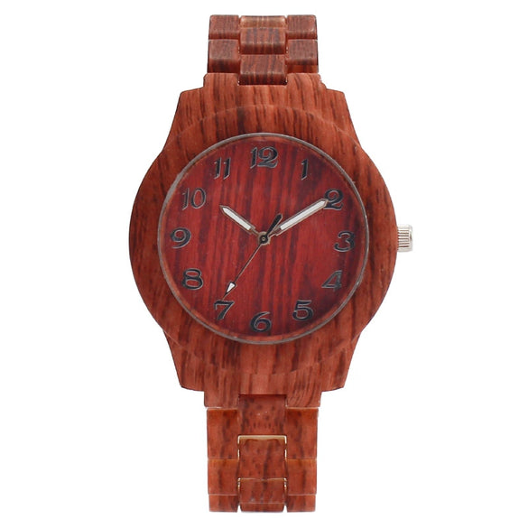 Fashion Men's Plastic Watch With Wood Grain And Round Dial