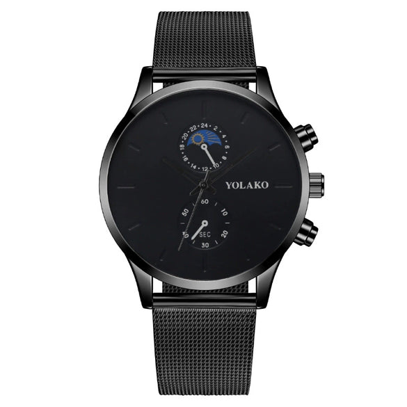 Fashion Men's Watch Alloy Case Stainless Steel Belt Round Dial Quartz Watch