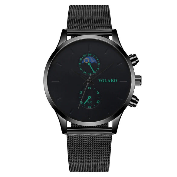 Fashion Men's Watch Alloy Case Stainless Steel Belt Round Dial Quartz Watch