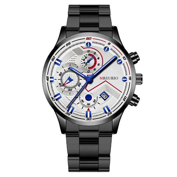 Fashion Men's Watch Metal Case Stainless Steel Strap Round Dial