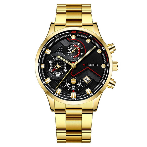 Fashion Men's Watch Metal Case Stainless Steel Strap Round Dial