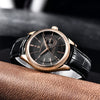 Fashion Men's Watch With Stainless Steel Case And Leather Strap Sapphire Crystal Glass Mirror Round Dial Spiral Crown Pin Buckle