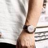 Fashion Men's Watch With Stainless Steel Case And Leather Strap Sapphire Crystal Glass Mirror Round Dial Spiral Crown Pin Buckle