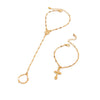 Fashion Metal Chain Cross Mittens Bracelet Coin Pendant Hand Chain Set For Women Alloy Geometric Electroplating