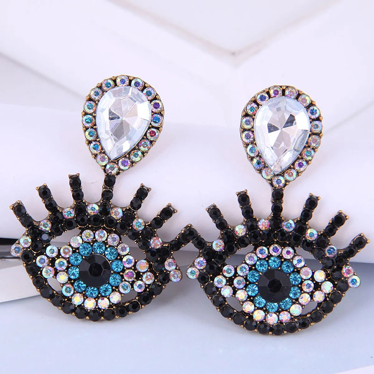 Fashion Metal Flashing Diamond Devil'S Eye Earrings Wholesale Nihaojewelry